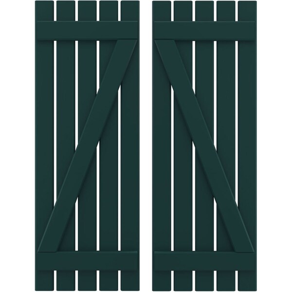 Ekena Millwork Americraft 5-Board (2 Batten) Wood Spaced Board-n-Batten Shutters w/ Z-Bar, ARW102SB519X77FGH, PR ARW102SB519X77FGH - main